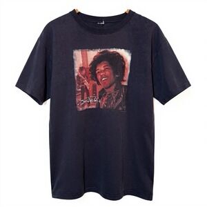 Vintage Jimi Hendrix Rock T-shirt Size Large Black Med/Large Band Guitar Legend